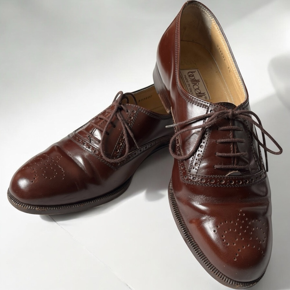 ZANIN for Botticelli Leather Oxfords Derby Shoes Lace Up Eyelet Details Brown